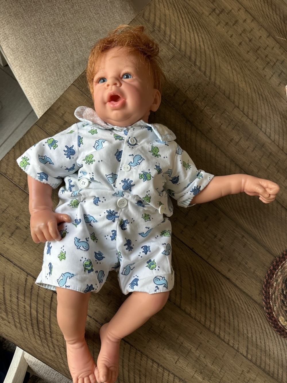 Baby Doll in White Sea Creature Romper